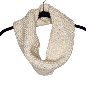 Handmade knit snood infinity scarf cream